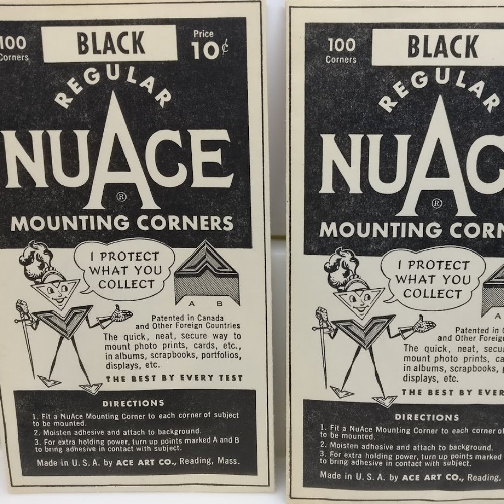 2 Packs Vintage NuAce Regular Mounting Corners Black  Ace Art Co I protect logo